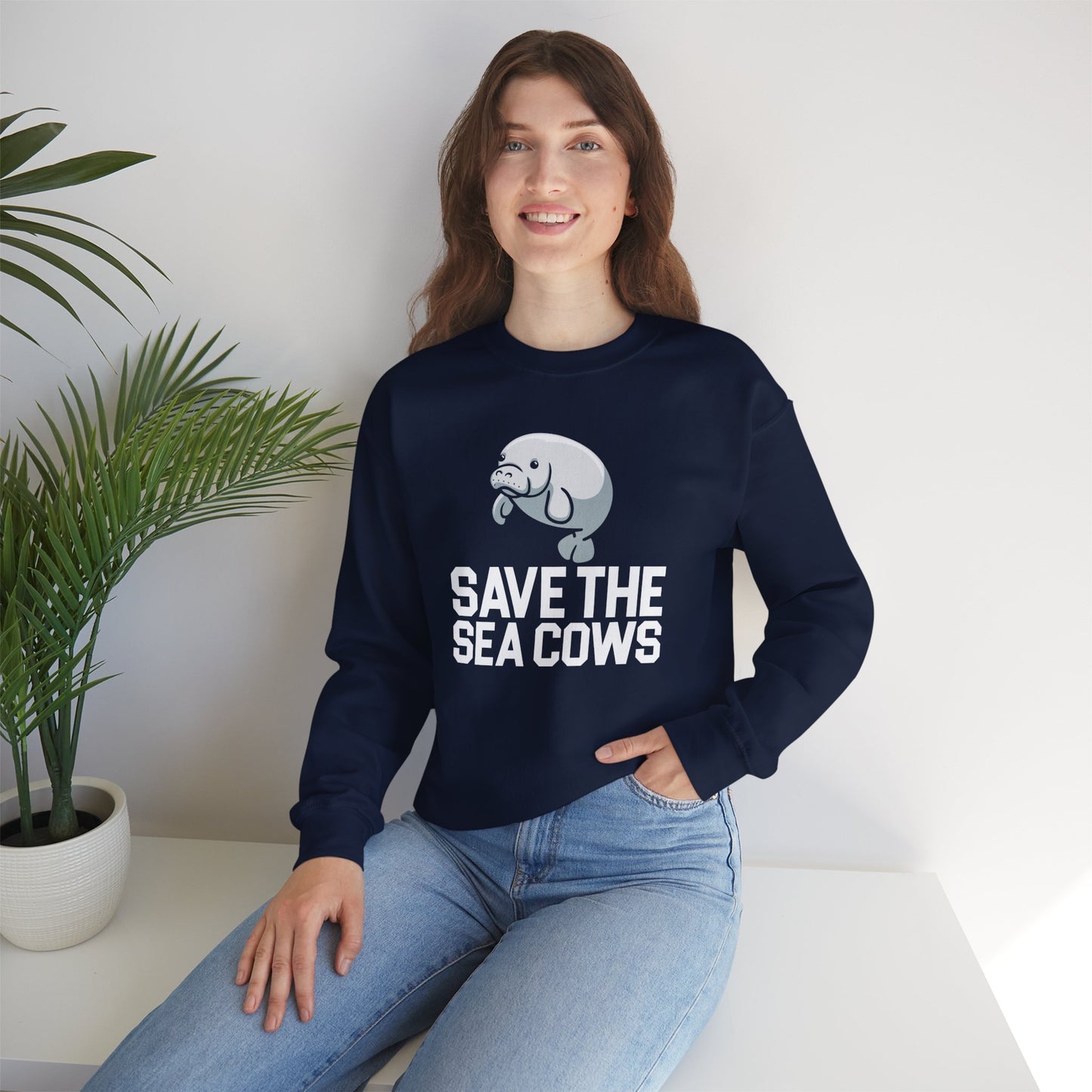 Save the Sea Cows (Manatees) Crew Neck Sweatshirt