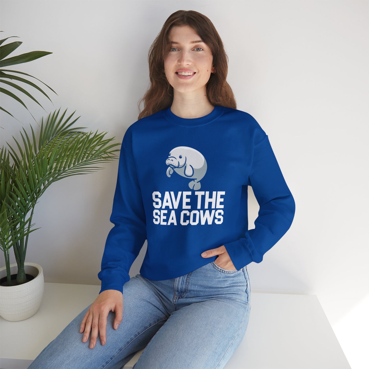 Save the Sea Cows (Manatees) Crew Neck Sweatshirt