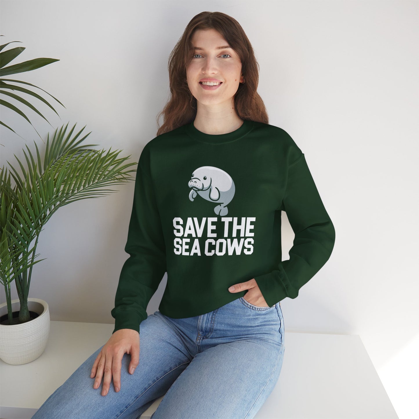 Save the Sea Cows (Manatees) Crew Neck Sweatshirt