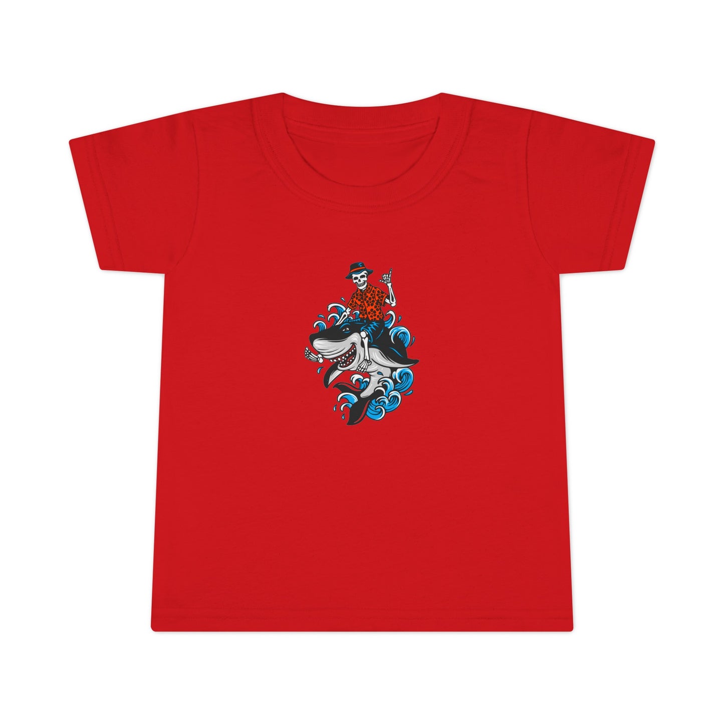 Rock on Skeleton Riding Shark Toddler T-shirt