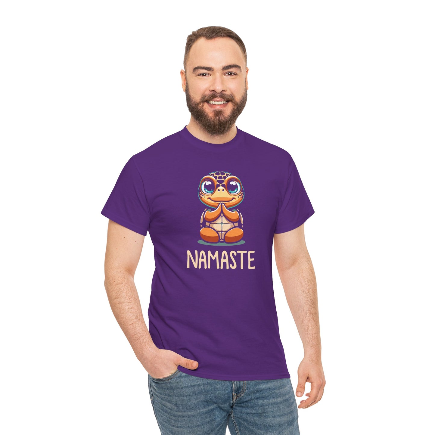 Sea Turtle Yoga Namaste - Unisex Cotton Tee Shirt