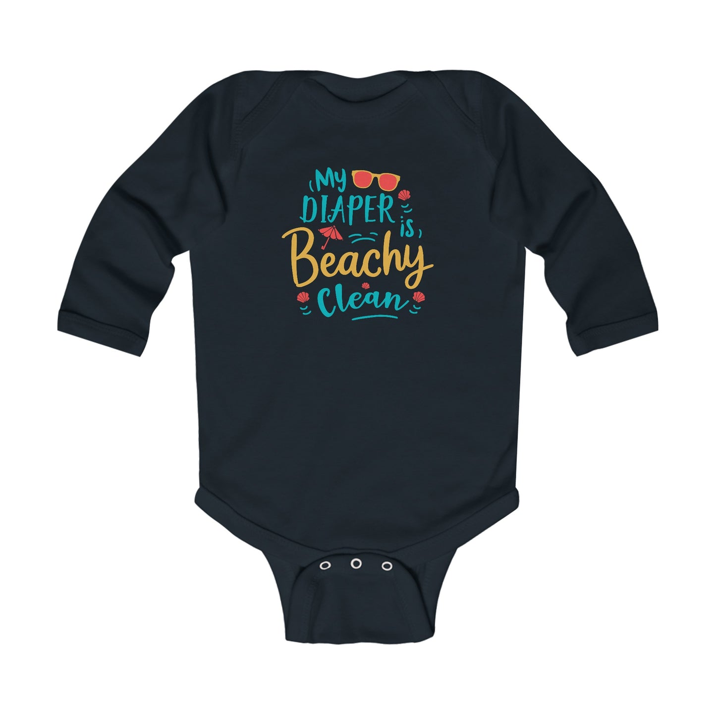 "My Diaper is Beachy Clean" Infant Long Sleeve Bodysuit