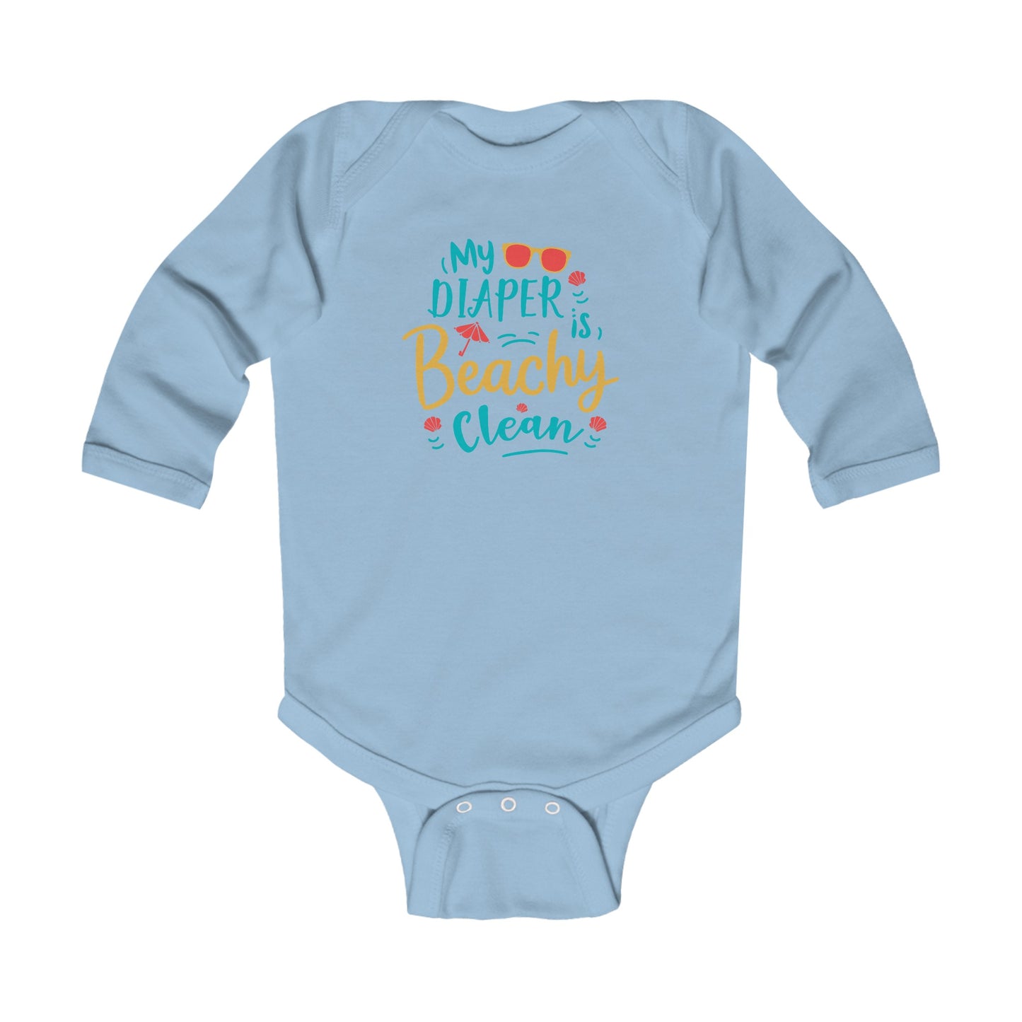 "My Diaper is Beachy Clean" Infant Long Sleeve Bodysuit