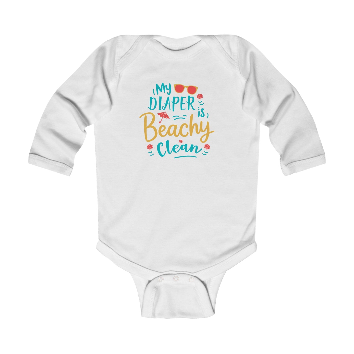 "My Diaper is Beachy Clean" Infant Long Sleeve Bodysuit