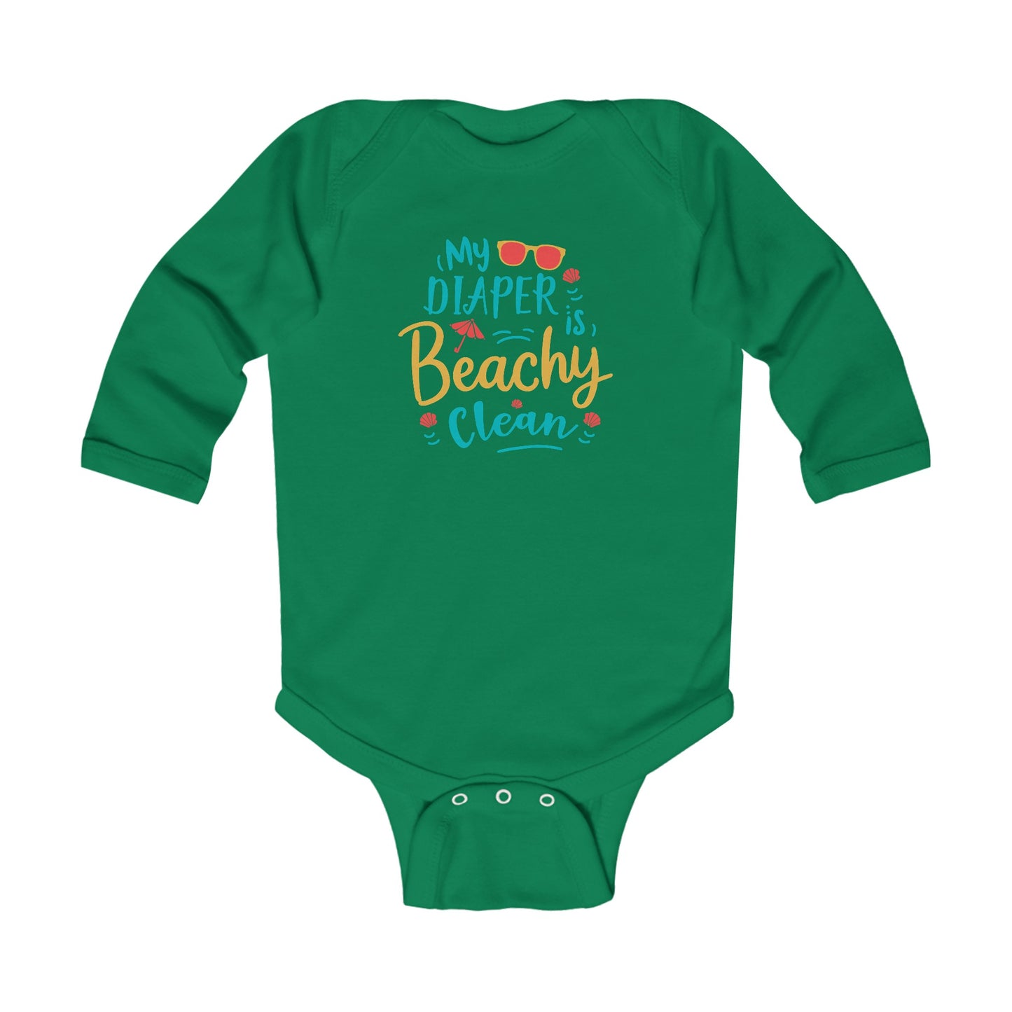 "My Diaper is Beachy Clean" Infant Long Sleeve Bodysuit