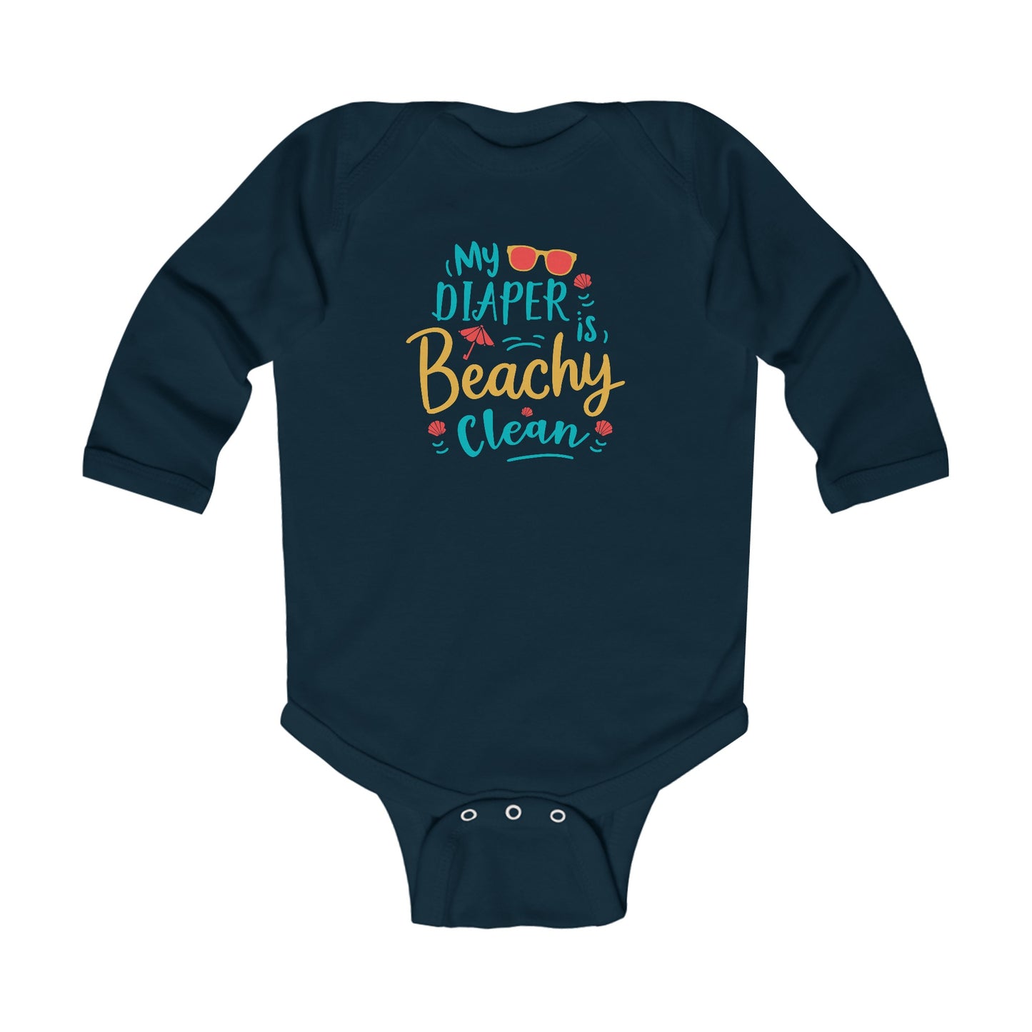"My Diaper is Beachy Clean" Infant Long Sleeve Bodysuit