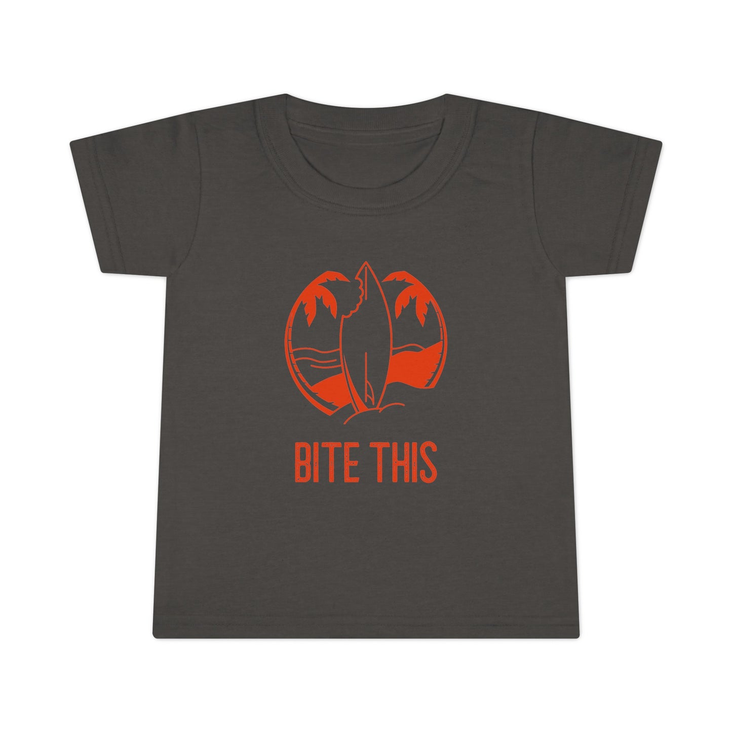 "Bite This" (Shark Bite in Surfboard) Toddler T-shirt