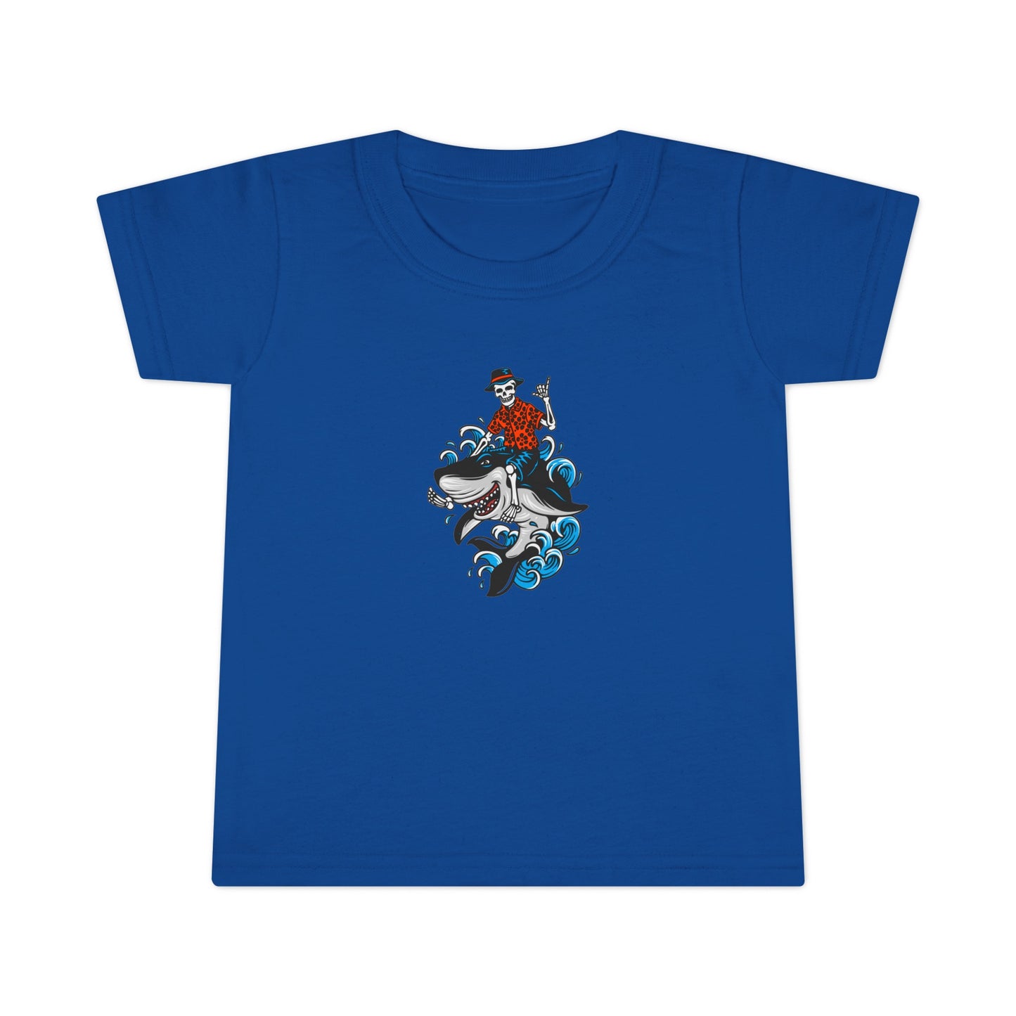 Rock on Skeleton Riding Shark Toddler T-shirt
