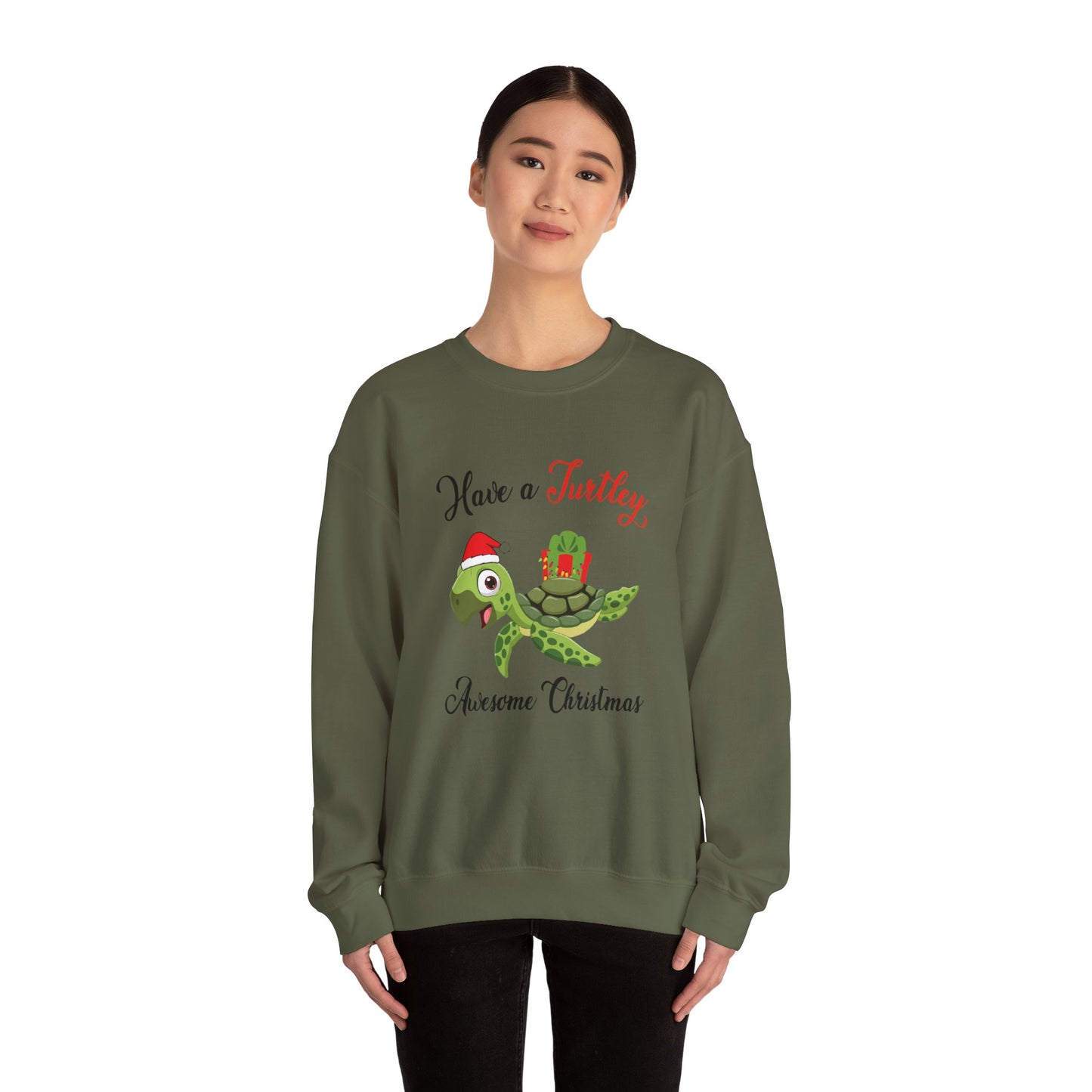 Unisex Crewneck Sweatshirt - Have a Turtley Awesome Christmas
