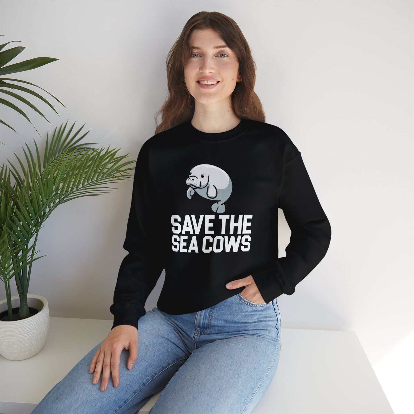Save the Sea Cows (Manatees) Crew Neck Sweatshirt