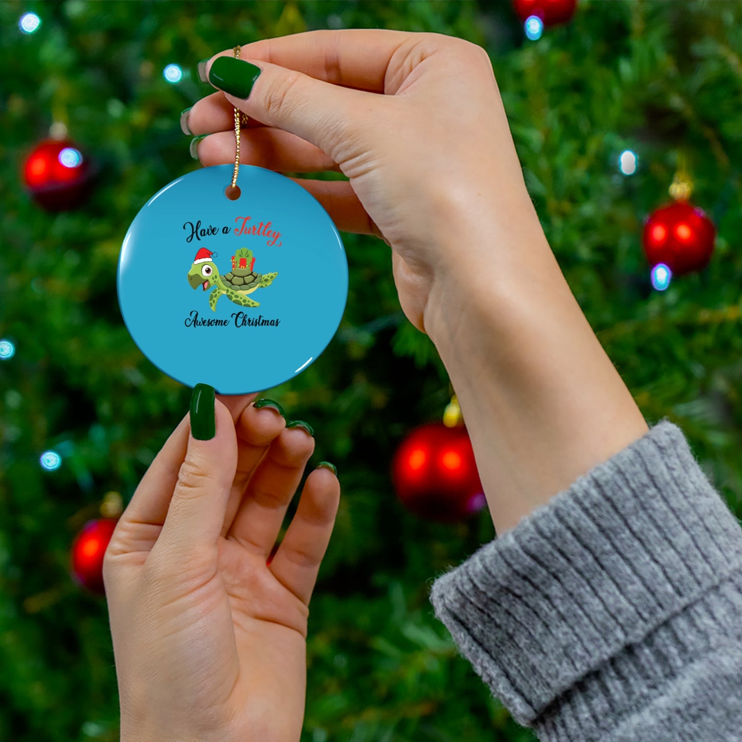 Ceramic Ornament - Have a Turtley Awesome Christmas