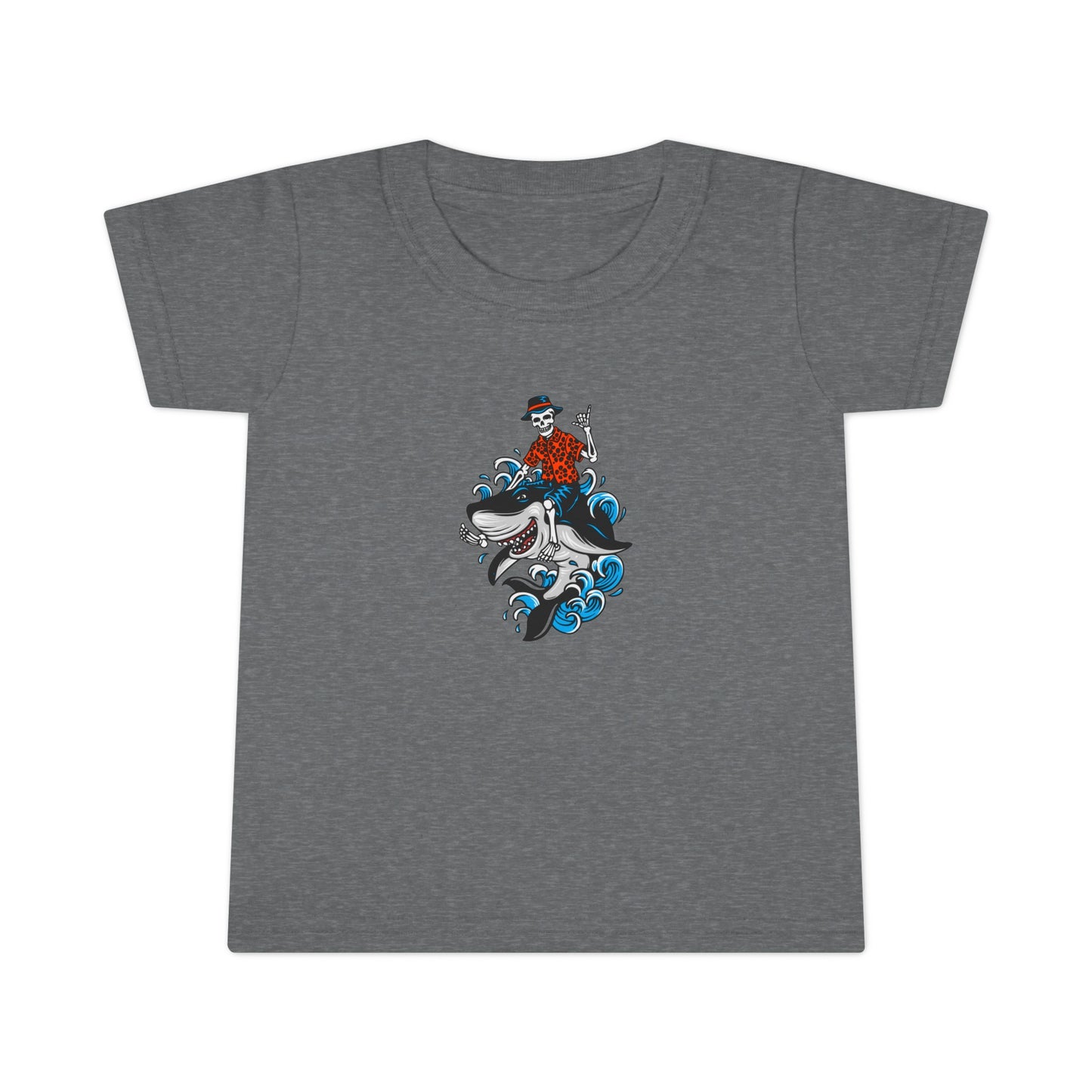 Rock on Skeleton Riding Shark Toddler T-shirt