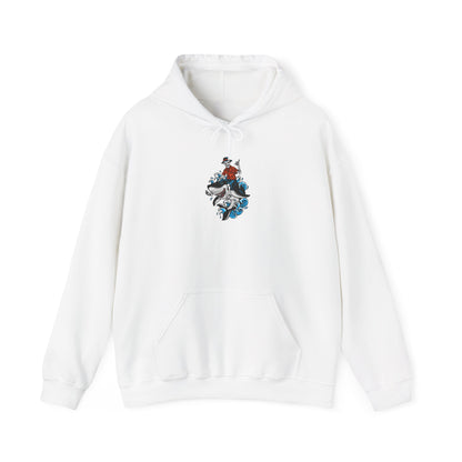 Rock on Skeleton Riding Shark Hooded Sweatshirt