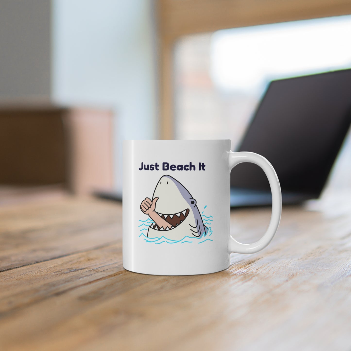 Just Beach It White Ceramic Mug, 11oz