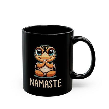 Sea Turtle Namaste- Black Coffee Mug 11oz