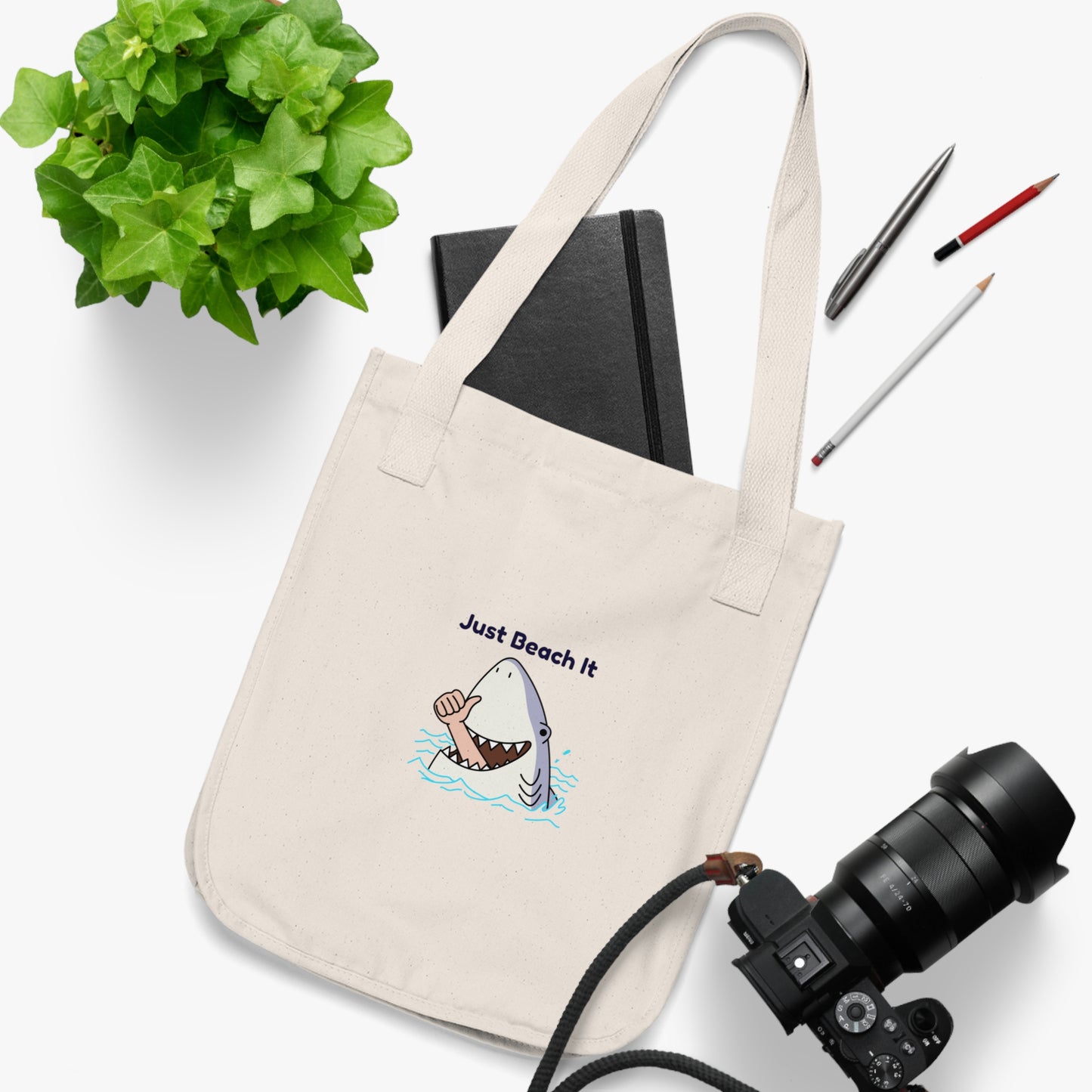 Just Beach It Organic Canvas Tote Bag