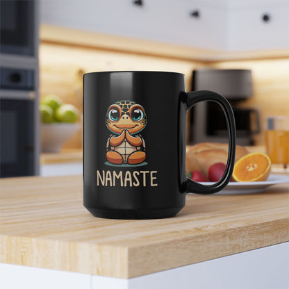 Sea Turtle Namaste- Black Coffee Mug 11oz