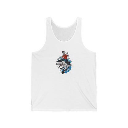 Rock on Skeleton Riding Shark Jersey Tank