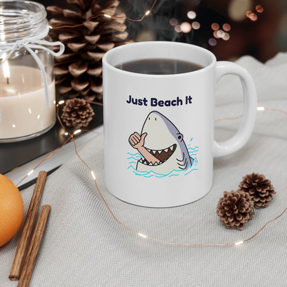 Just Beach It White Ceramic Mug, 11oz