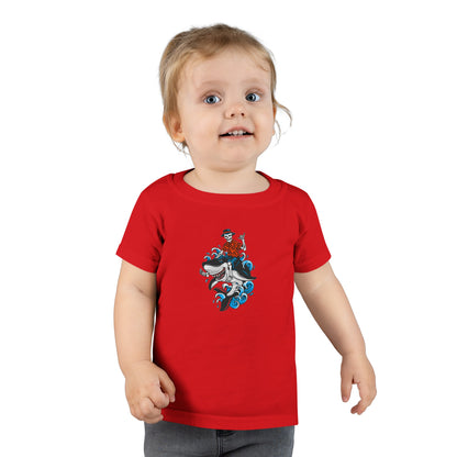 Rock on Skeleton Riding Shark Toddler T-shirt