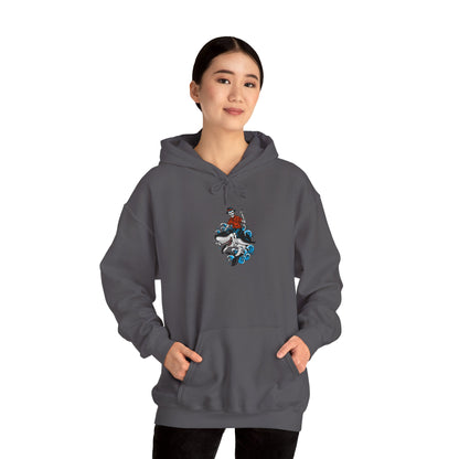 Rock on Skeleton Riding Shark Hooded Sweatshirt