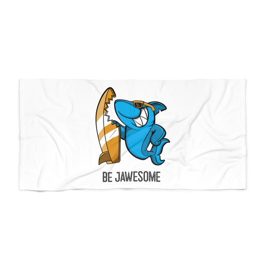 Be Jawesome (Shark Surfing) Beach Towel