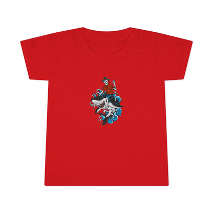 Rock on Skeleton Riding Shark Toddler T-shirt