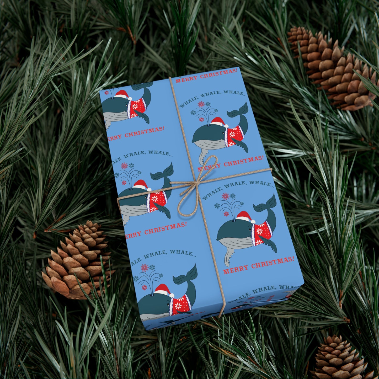 Holiday Gift Wrap - Whale Whale Whale, Merry Christmas