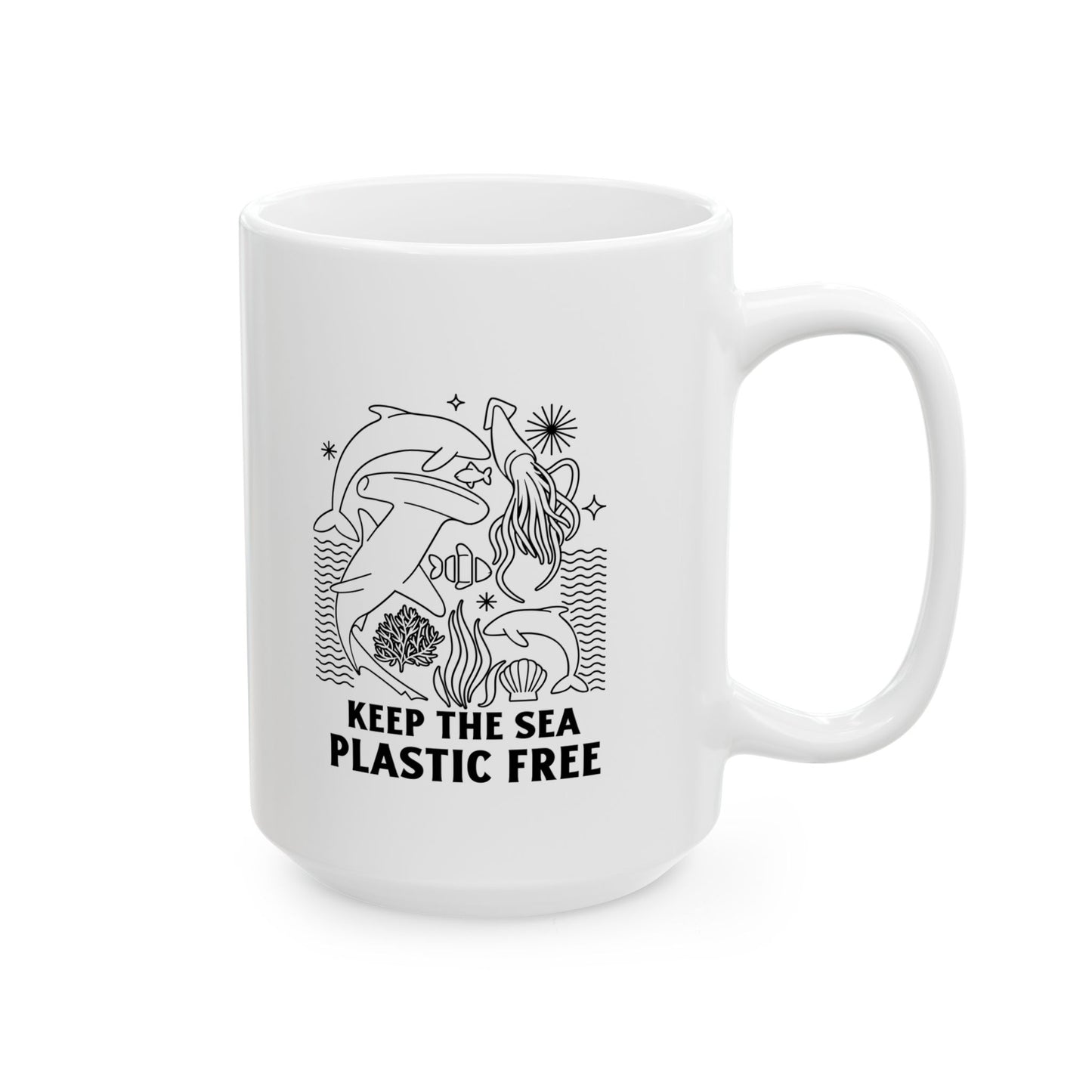 Keep the Sea Plastic Free Ceramic Mug, (11oz, 15oz)