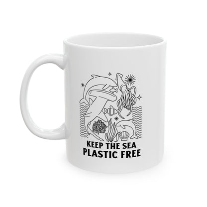 Keep the Sea Plastic Free Ceramic Mug, (11oz, 15oz)