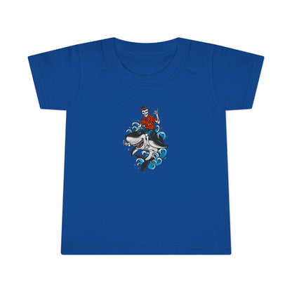 Rock on Skeleton Riding Shark Toddler T-shirt