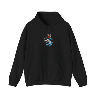 Rock on Skeleton Riding Shark Hooded Sweatshirt