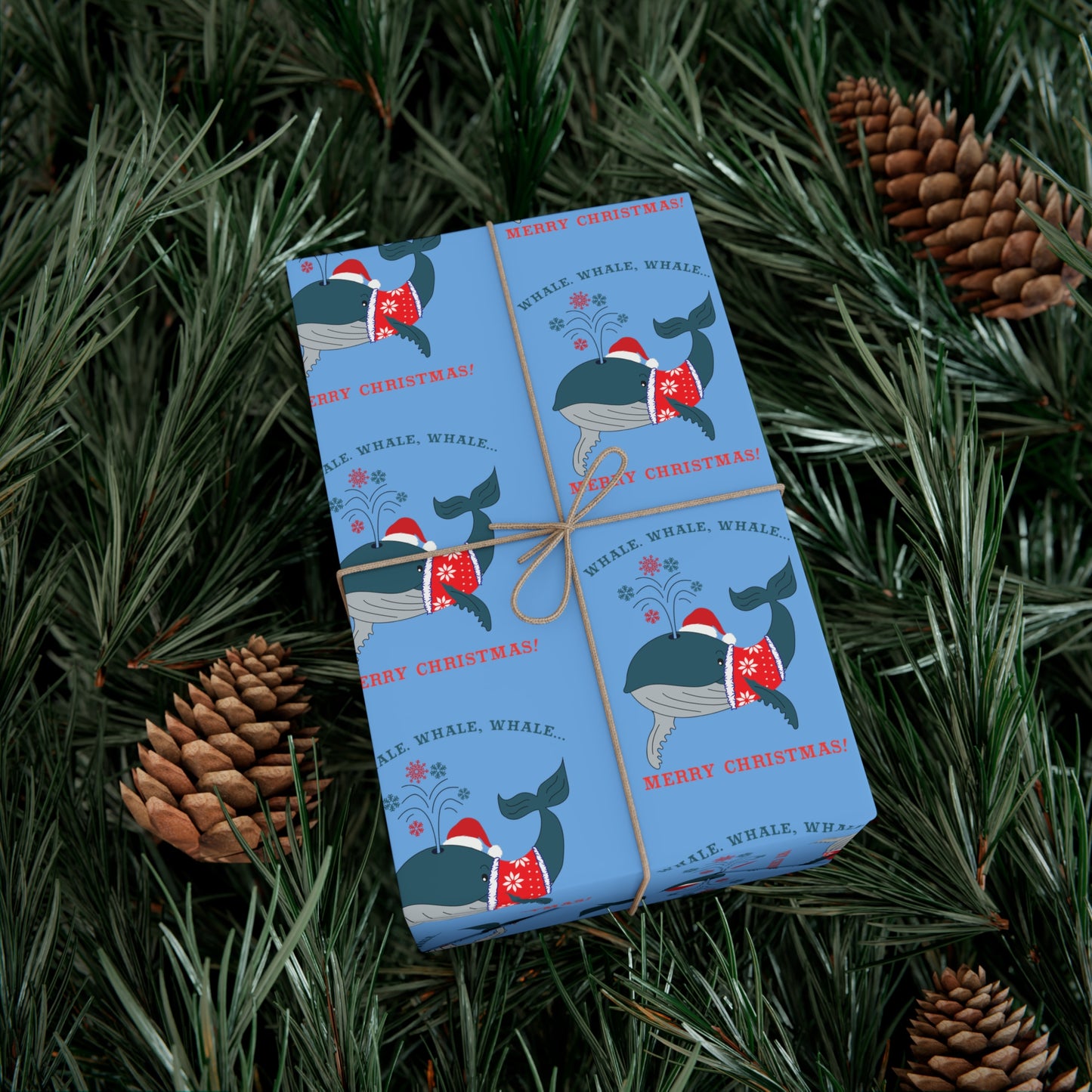 Holiday Gift Wrap - Whale Whale Whale, Merry Christmas