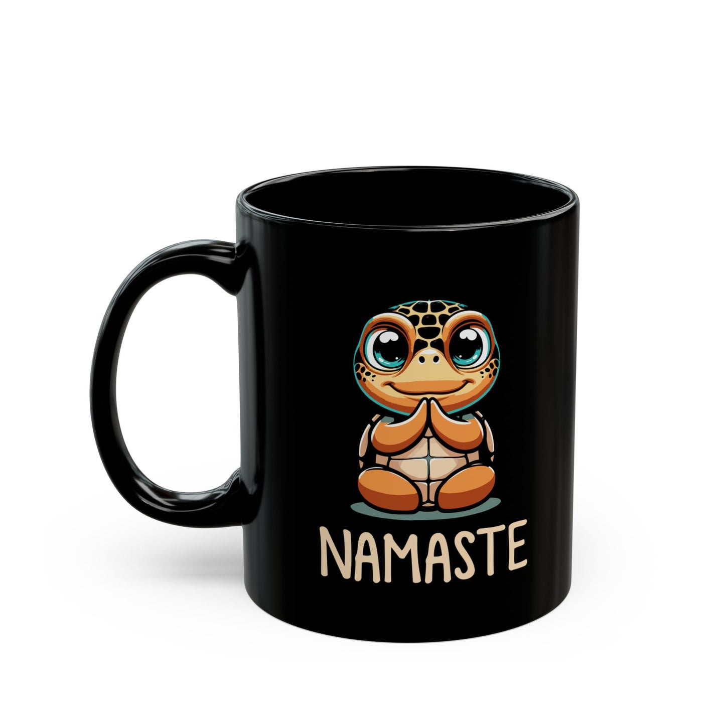 Sea Turtle Namaste- Black Coffee Mug 11oz