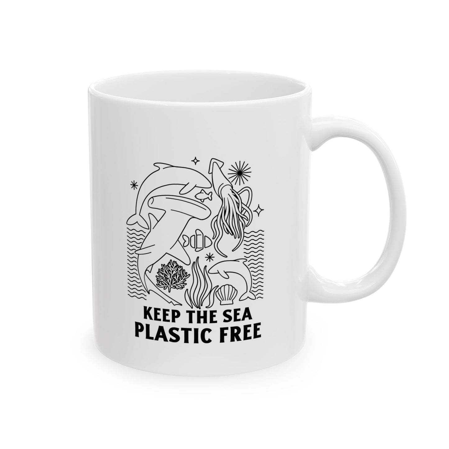 Keep the Sea Plastic Free Ceramic Mug, (11oz, 15oz)