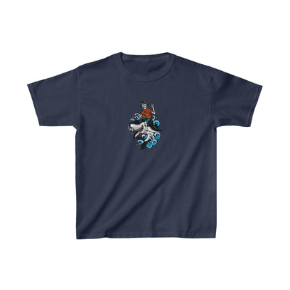 Rock on Skeleton Riding Shark Kids T-Shirt