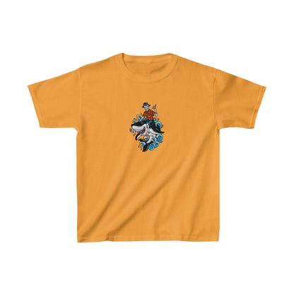 Rock on Skeleton Riding Shark Kids T-Shirt