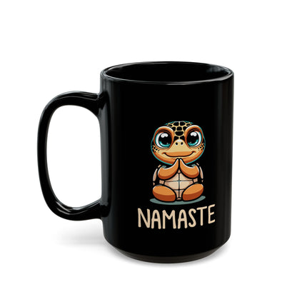 Sea Turtle Namaste- Black Coffee Mug 11oz