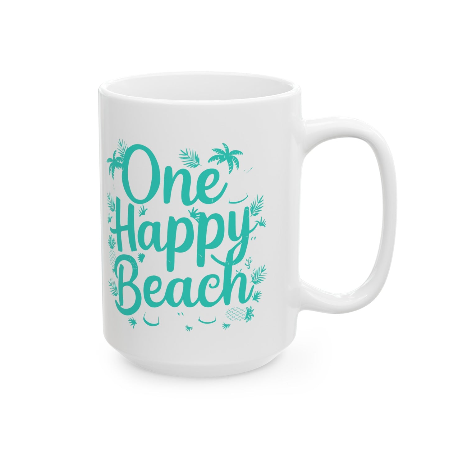 One Happy Beach Ceramic Mug, (11oz, 15oz)