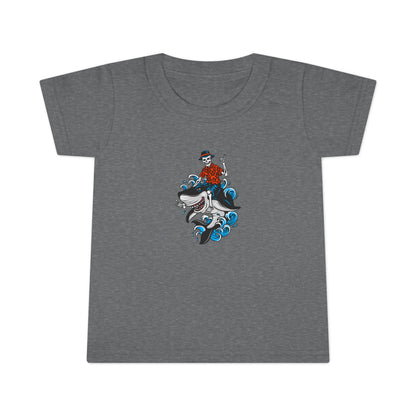Rock on Skeleton Riding Shark Toddler T-shirt