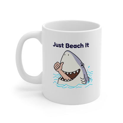 Just Beach It White Ceramic Mug, 11oz