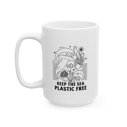 Keep the Sea Plastic Free Ceramic Mug, (11oz, 15oz)